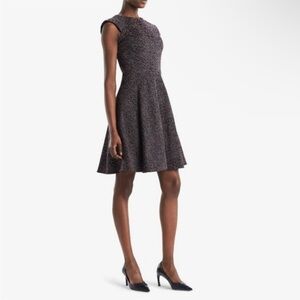 MM LaFleur The Toi Dash Jacquard Pattern Cap Sleeve A Line Dress